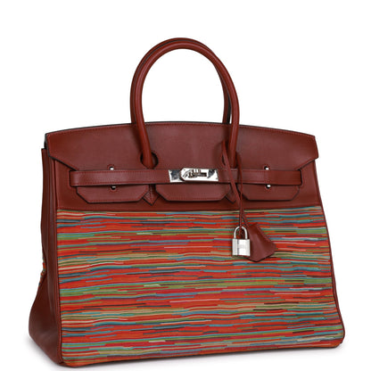 Pre-owned Hermes Birkin 35 Vibrato Rouge H Boxcalf Palladium Hardware