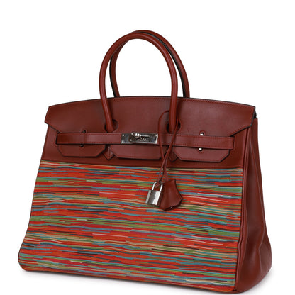 Pre-owned Hermes Birkin 35 Vibrato Rouge H Boxcalf Palladium Hardware