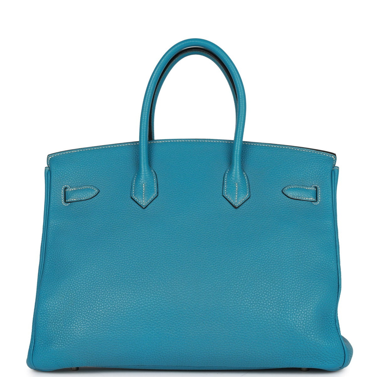 Pre-owned Hermes Birkin 35 Blue Jean Togo Palladium Hardware