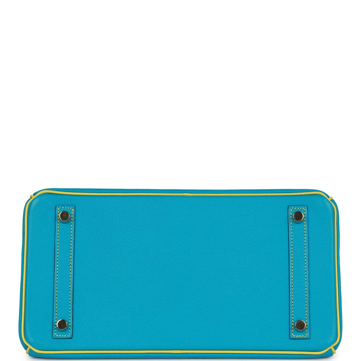 Pre-owned Hermes Special Order (HSS) Birkin 30 Bleu Turquoise and Lime Chevre Gold Hardware