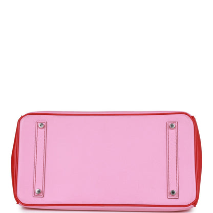 Pre-owned Hermes Special Order (HSS) Birkin 35 Bubblegum and Bougainvillea Epsom Palladium Hardware