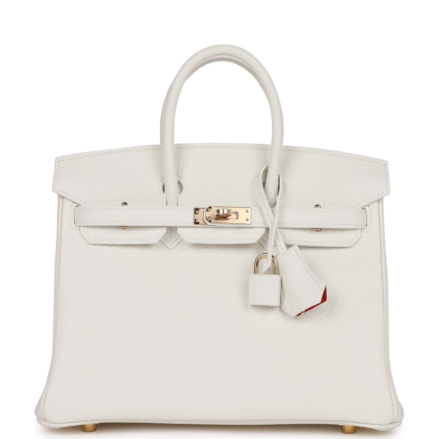 Hermes Special Order (HSS) Birkin 25 White Verso Clemence Permabrass Hardware