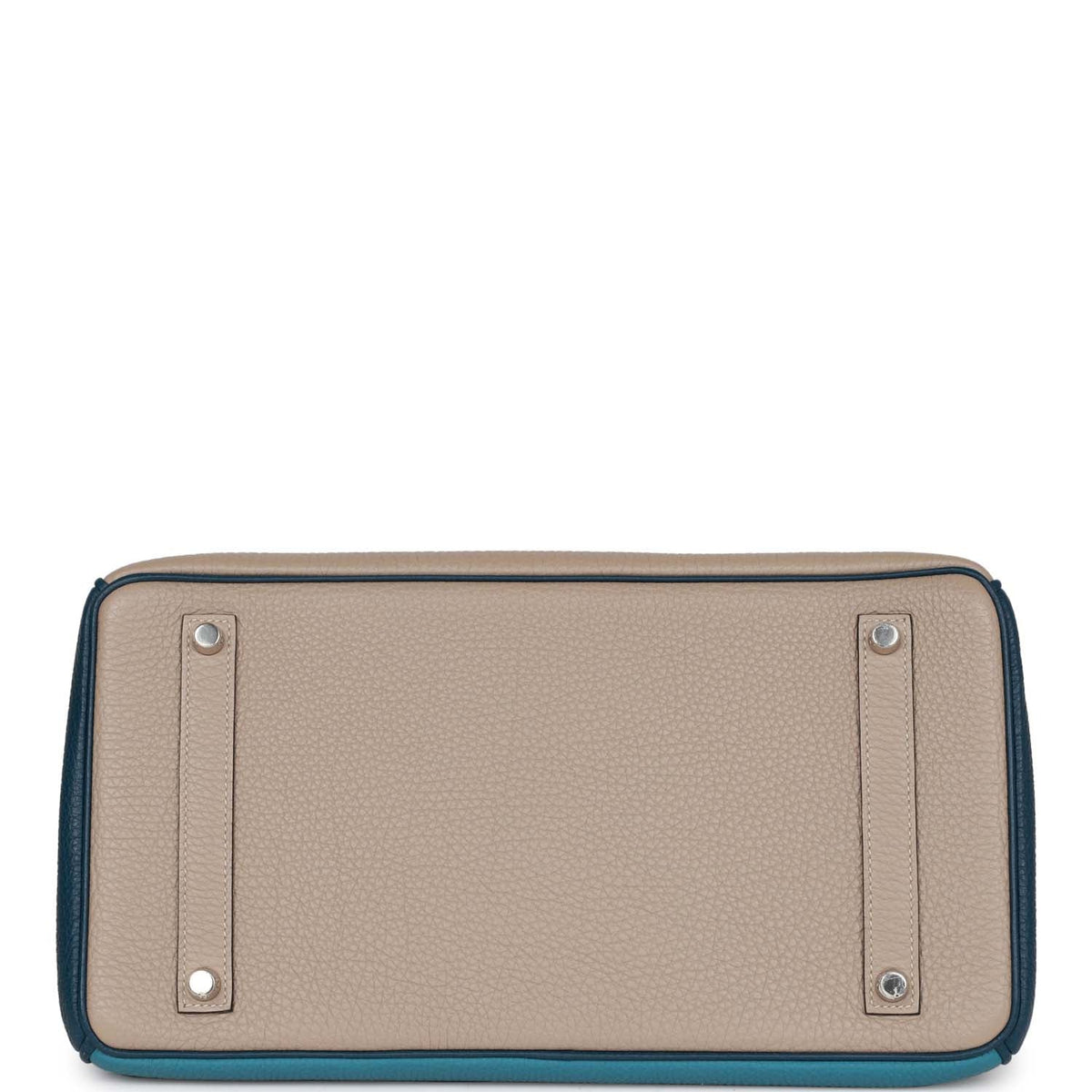 Hermes Birkin 35 Tricolor Gris Tourterelle, Bleu Jean, and Bleu de Malte Clemence Palladium Hardware