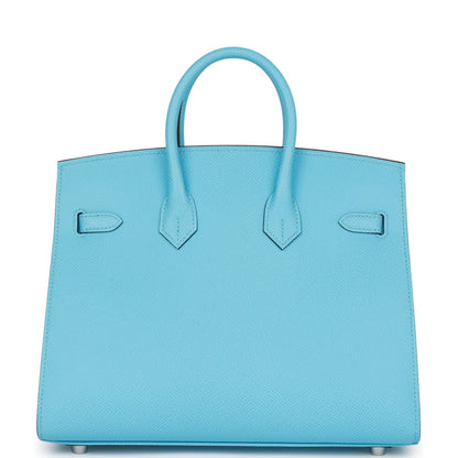 Hermes Birkin 25 Sellier Celeste Epsom Palladium Hardware