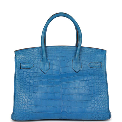 Hermes Birkin 30 Bleu Mykonos Matte Alligator Palladium Hardware
