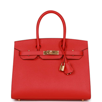 Hermes Birkin 30 Sellier Rouge Casaque Epsom Gold Hardware