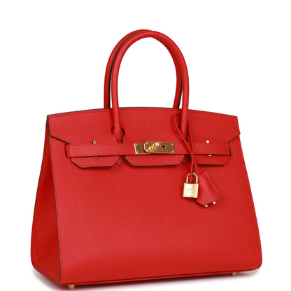 Hermes Birkin 30 Sellier Rouge Casaque Epsom Gold Hardware