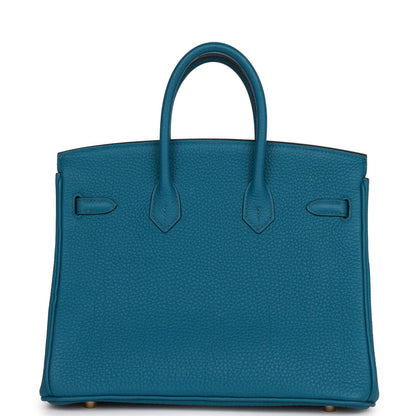 Pre-owned Hermes Birkin 25 Cobalt Togo Gold Hardware
