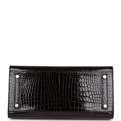 Hermes Birkin 30 Sellier Black Shiny Porosus Crocodile Palladium Hardware