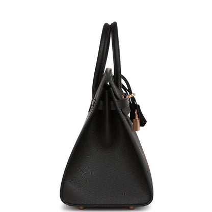 Hermes Birkin 25 Sellier Black Epsom Rose Gold Hardware