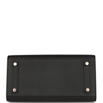 Hermes Birkin 25 Sellier Black Epsom Rose Gold Hardware
