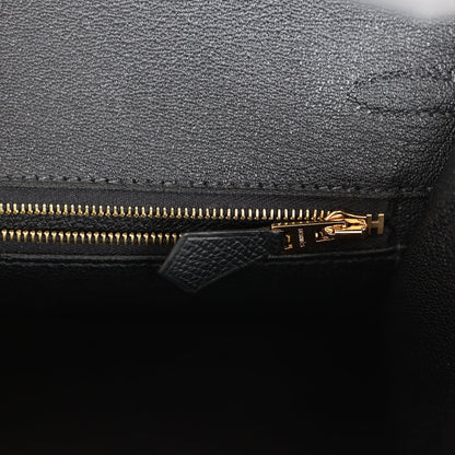 Hermes Birkin 25 Sellier Black Epsom Rose Gold Hardware