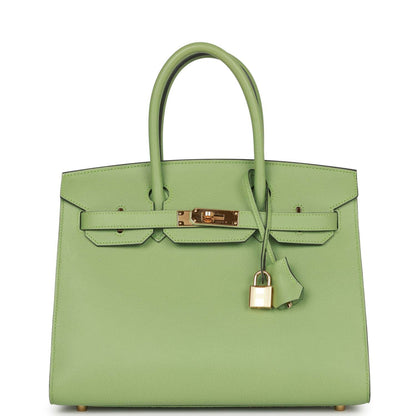 Hermes Birkin 30 Sellier Vert Criquet Epsom Gold Hardware