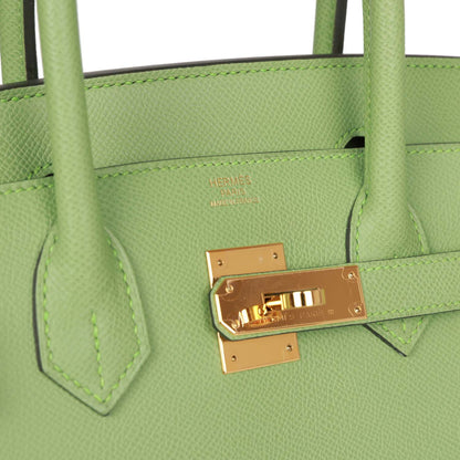 Hermes Birkin 30 Sellier Vert Criquet Epsom Gold Hardware
