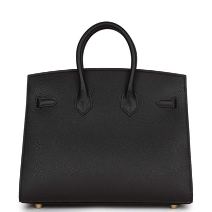 Hermes Birkin 25 Sellier Black Epsom Gold Hardware