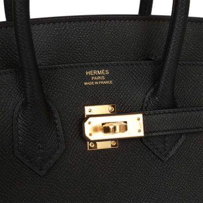 Hermes Birkin 25 Sellier Black Epsom Gold Hardware