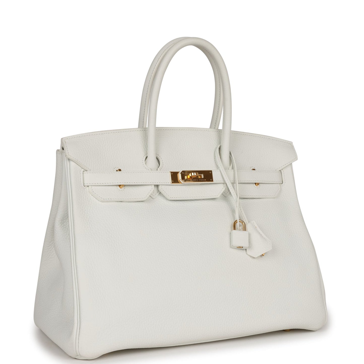 Pre-owned Hermes Birkin 35 White Clemence Gold Hardware