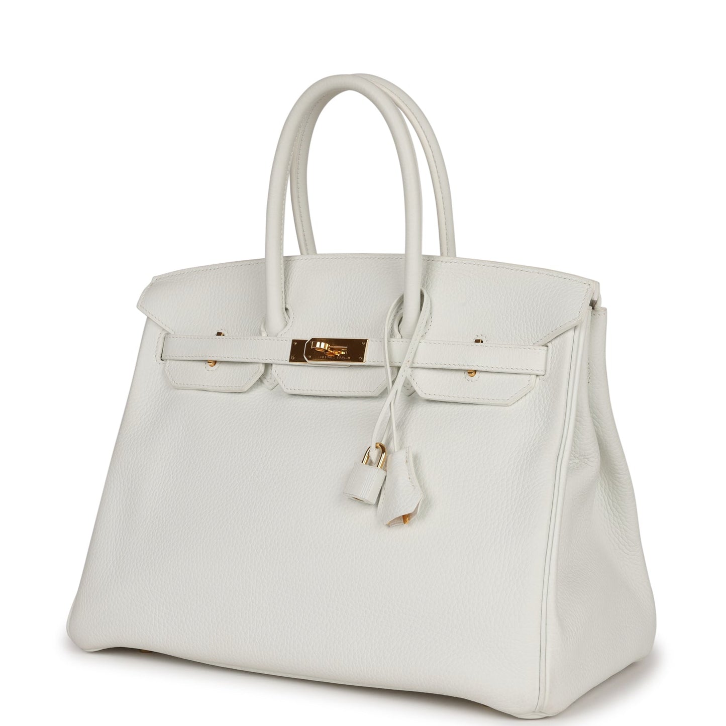 Pre-owned Hermes Birkin 35 White Clemence Gold Hardware