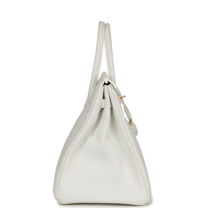 Pre-owned Hermes Birkin 35 White Clemence Gold Hardware