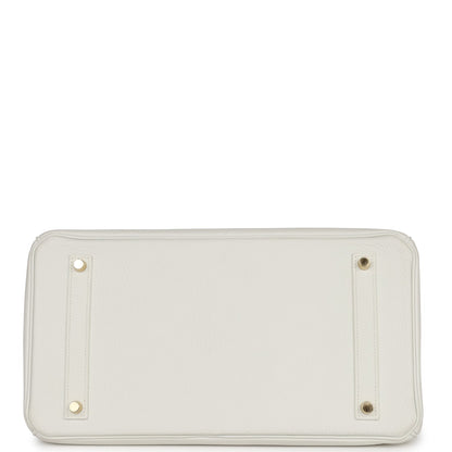 Pre-owned Hermes Birkin 35 White Clemence Gold Hardware