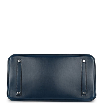 Hermes Birkin 35 Bleu De Prusse Box Calf Guilloch Palladium Hardware