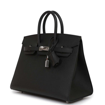 Hermes Birkin 25 Sellier Black Epsom Palladium Hardware