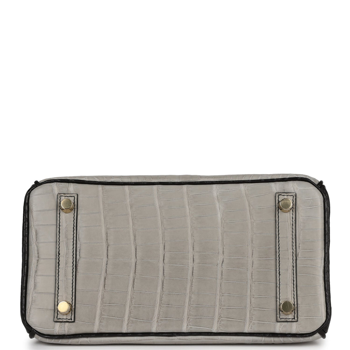 Hermes Special Order (HSS) Birkin 25 Gris Perle and Black Matte Alligator Mississippienis Brushed Gold Hardware