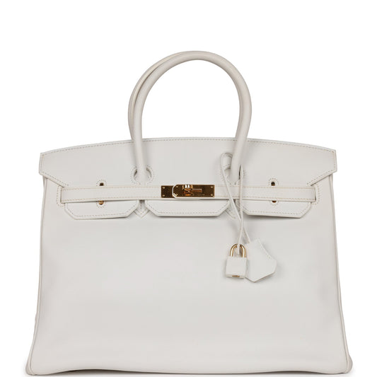 Pre-owned Hermes Birkin 35 White Epsom Gold Hardware