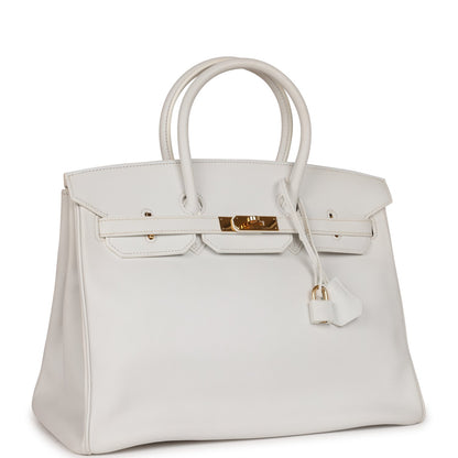 Pre-owned Hermes Birkin 35 White Epsom Gold Hardware
