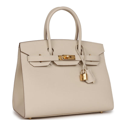 Hermes Birkin 30 Sellier Craie Epsom Gold Hardware