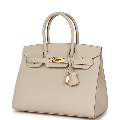 Hermes Birkin 30 Sellier Craie Epsom Gold Hardware