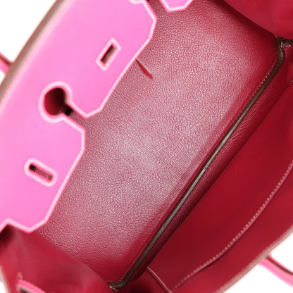 Pre-owned Hermes Birkin 35 Rose Tyrien Candy Epsom Palladium Hardware