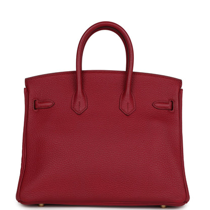 Pre-owned Hermes Birkin 25 Rubis Togo Gold Hardware