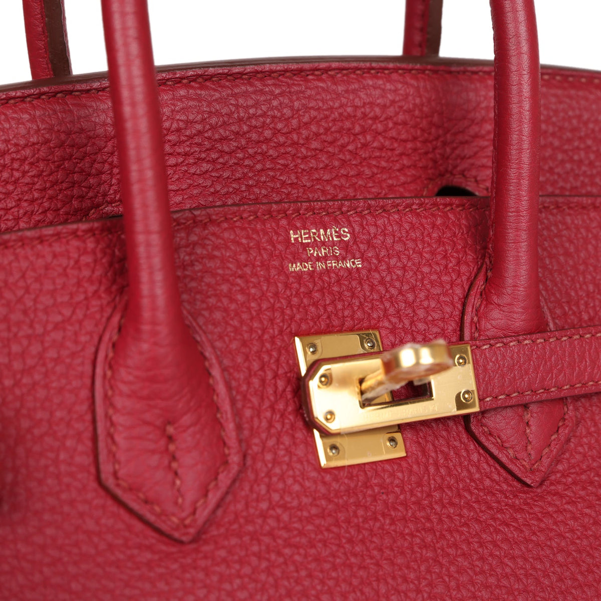 Pre-owned Hermes Birkin 25 Rubis Togo Gold Hardware