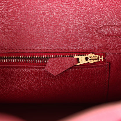 Pre-owned Hermes Birkin 25 Rubis Togo Gold Hardware