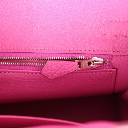 Pre-owned Hermes Birkin 25 Magnolia Togo Palladium Hardware