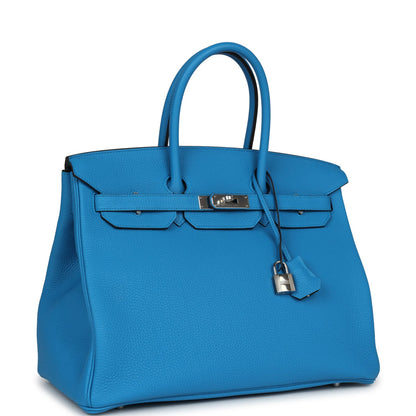 Hermes Birkin 35 Bleu Zanzibar Verso Togo Palladium Hardware