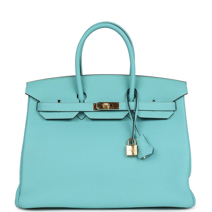 Hermes Birkin 35 Bleu Atoll Togo Gold Hardware
