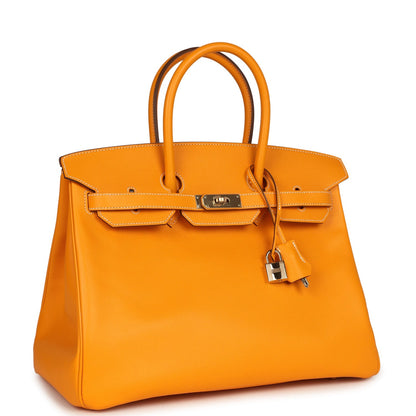 Pre-owned Hermes Birkin 35 Jaune D'or Candy Epsom Permabrass Hardware