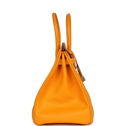Pre-owned Hermes Birkin 35 Jaune D'or Candy Epsom Permabrass Hardware