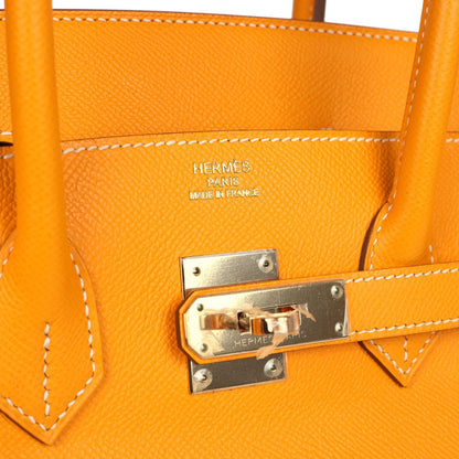 Pre-owned Hermes Birkin 35 Jaune D'or Candy Epsom Permabrass Hardware