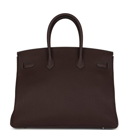 Hermes Birkin 35 Chocolate Togo Palladium Hardware