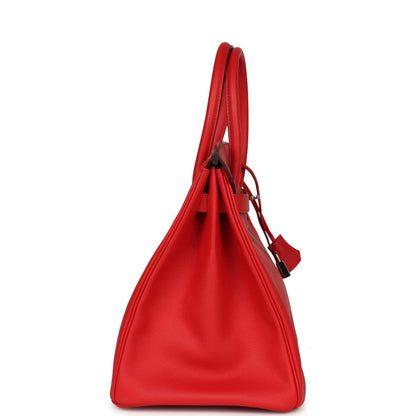Pre-owned Hermes Birkin 35 Rouge Tomate Epsom Palladium Hardware