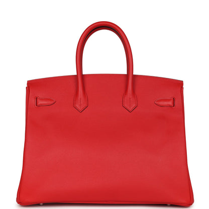 Pre-owned Hermes Birkin 35 Rouge Tomate Epsom Palladium Hardware