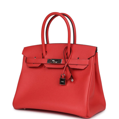 Pre-owned Hermes Birkin 30 Rose Jaipur Epsom Palladium Hardware