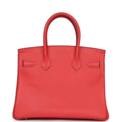 Pre-owned Hermes Birkin 30 Rose Jaipur Epsom Palladium Hardware