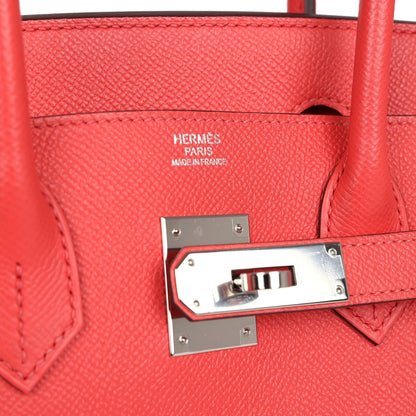 Pre-owned Hermes Birkin 30 Rose Jaipur Epsom Palladium Hardware