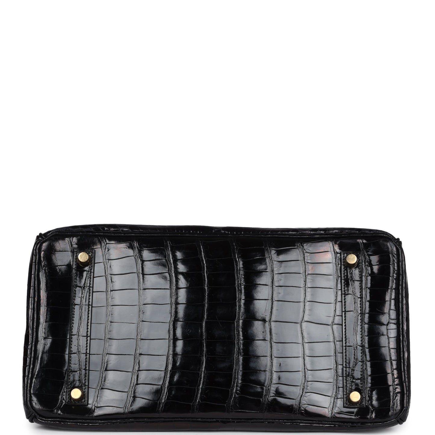 Pre-owned Hermes Birkin 35 Black Shiny Porosus Crocodile Gold Hardware