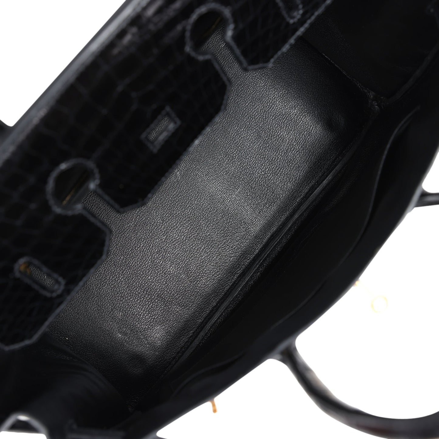 Pre-owned Hermes Birkin 35 Black Shiny Porosus Crocodile Gold Hardware
