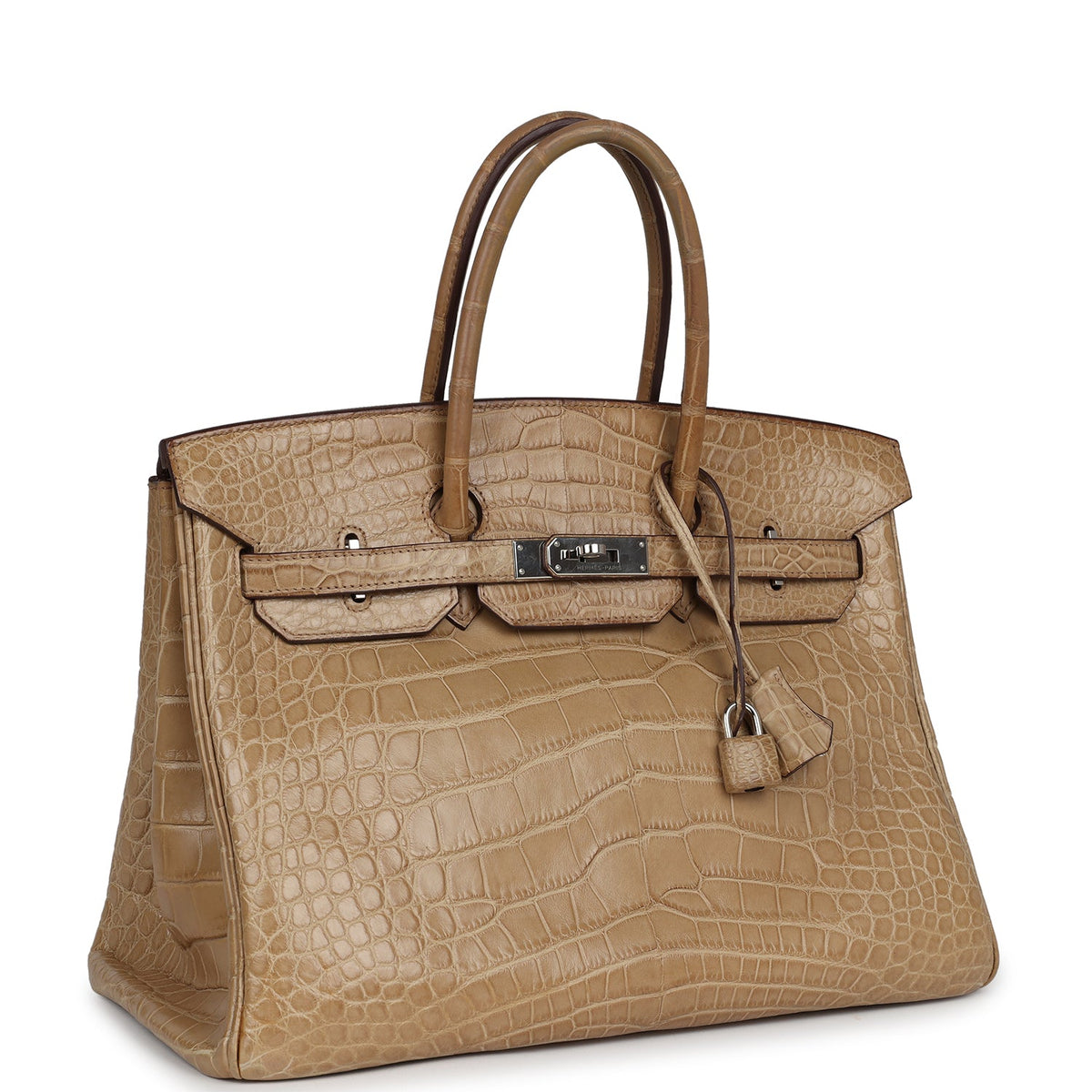 Pre-owned Hermes Birkin 35 Poussiere Matte Alligator Palladium Hardware